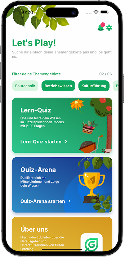 Green Learning Home Screen